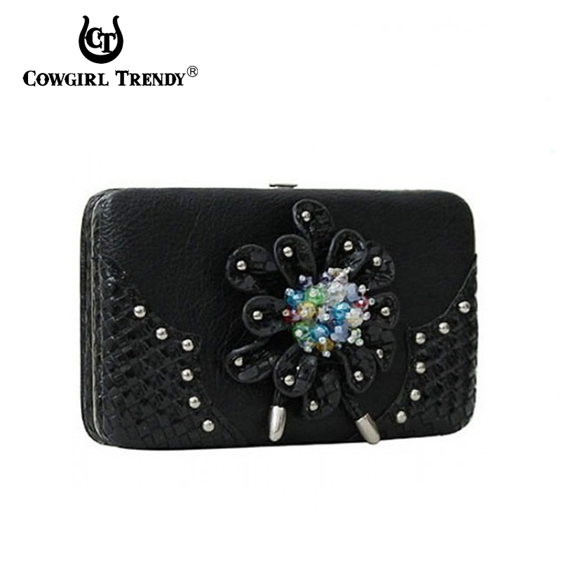 Black Western Cowgirl Hard Case Wallet - FBE 4326 - Click Image to Close